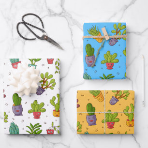 Ensemble de papier d'emballage de cactus succulent