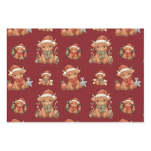 Ensemble de papier d'emballage de Noël de vache de