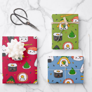 Ensemble de papier d'emballage de sushi Kawaii de 