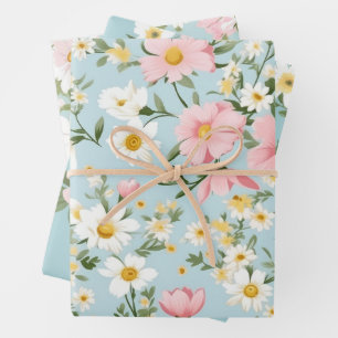 ENSEMBLE DE PAPIER D'EMBALLAGE FLEURI RÉTRO