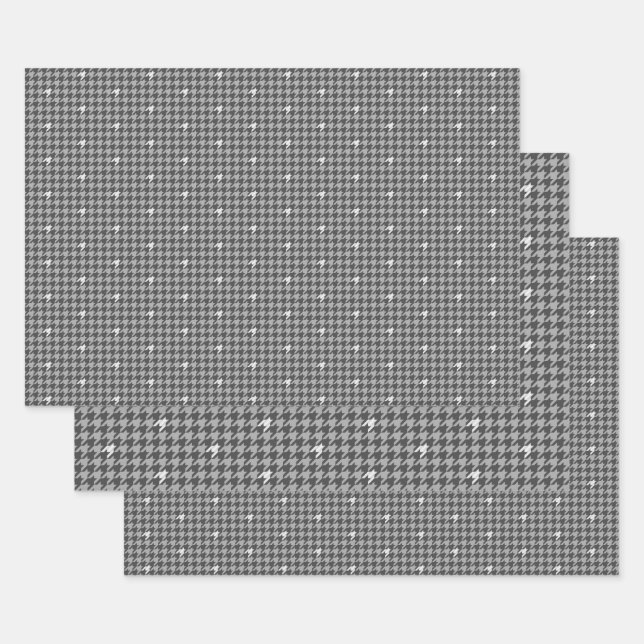 Ensemble de papier d'emballage Grisé à carreaux Ho (Lot)