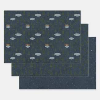 Ensemble de papier d'emballage motif Nuit d'hiver 