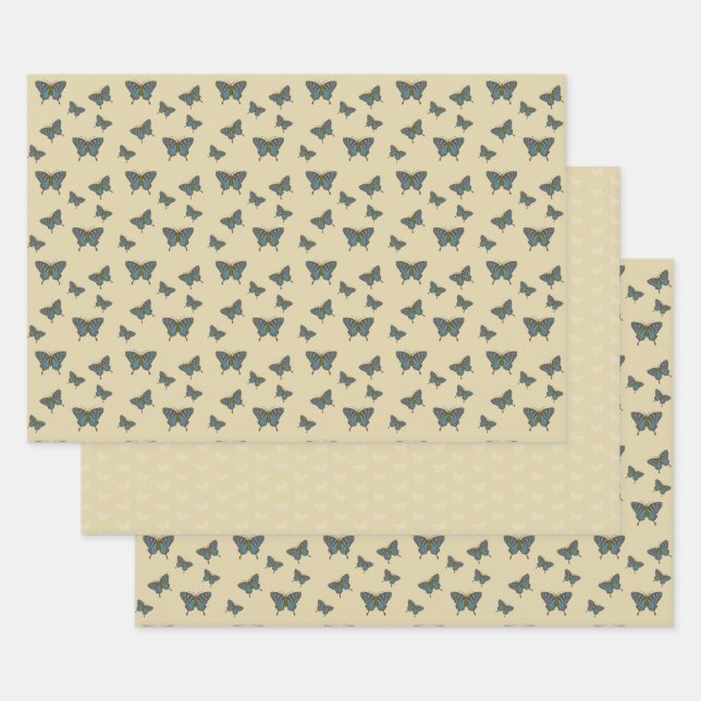 Ensemble de papier d'emballage Papillon japonais (Lot)