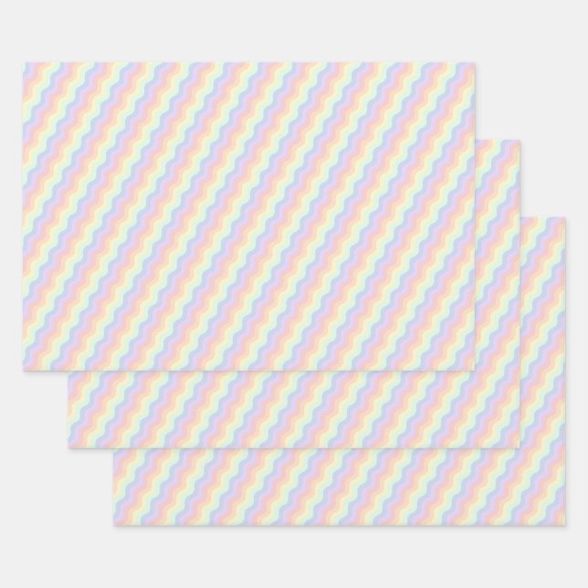 Ensemble de papier d'emballage Pastel Rainbow Wave (Lot)