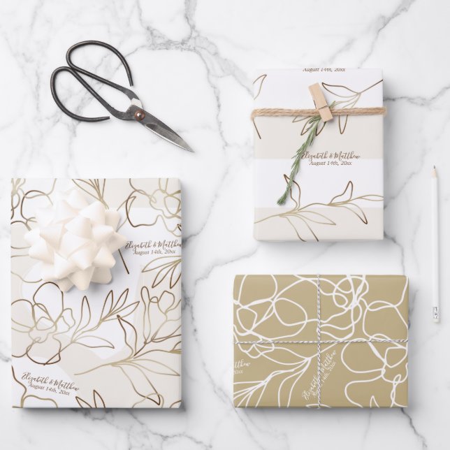 Ensemble de papier d'emballage pour mariage, fête  (Recto)