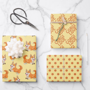 Ensemble de papier d'emballage sur l'amour du chie