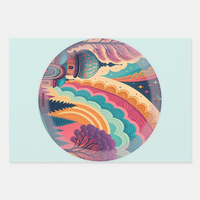 Ensemble de papier d'emballage Turquoise Fantasy – (Devant)