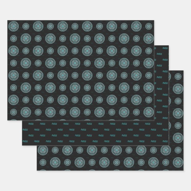 Ensemble de papier d'enveloppement Aquarius Mandal (Lot)