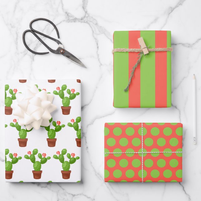 Ensemble de papier d'enveloppement de cactus (Recto)