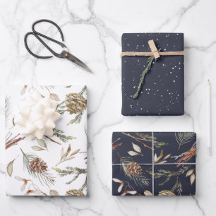 Ensemble de papier d'enveloppement de pinecone d'h
