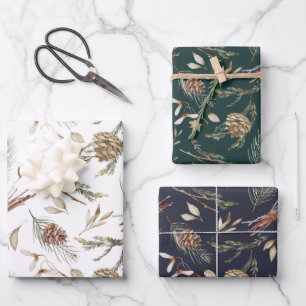 Ensemble de papier d'enveloppement de pinecone d'h