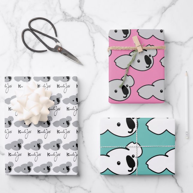 Ensemble de papier d'enveloppement Koala Jo (Recto)