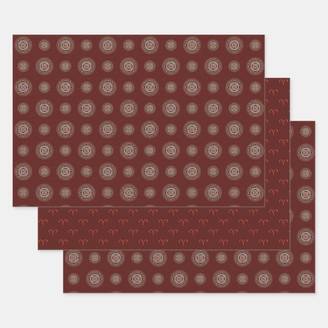 Ensemble de papier d'enveloppement Mandala Aries (Lot)