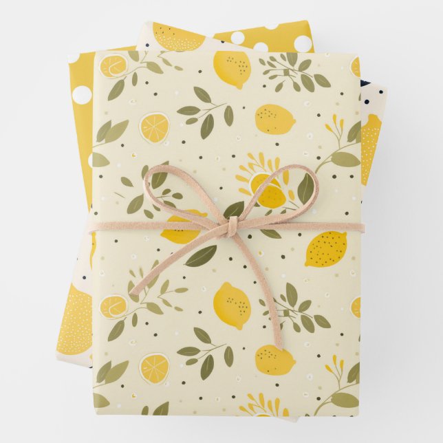 Ensemble de papier enveloppant citron (En situation)