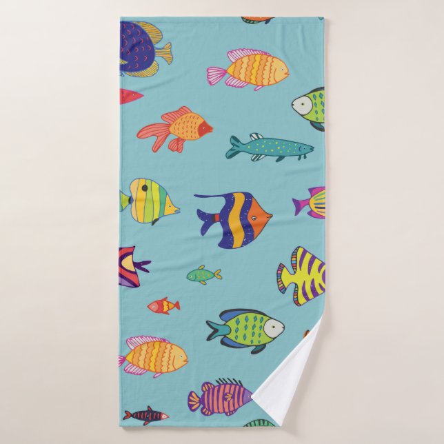 Ensemble de poissons tropicaux. motif transparent (Serviette de bain)