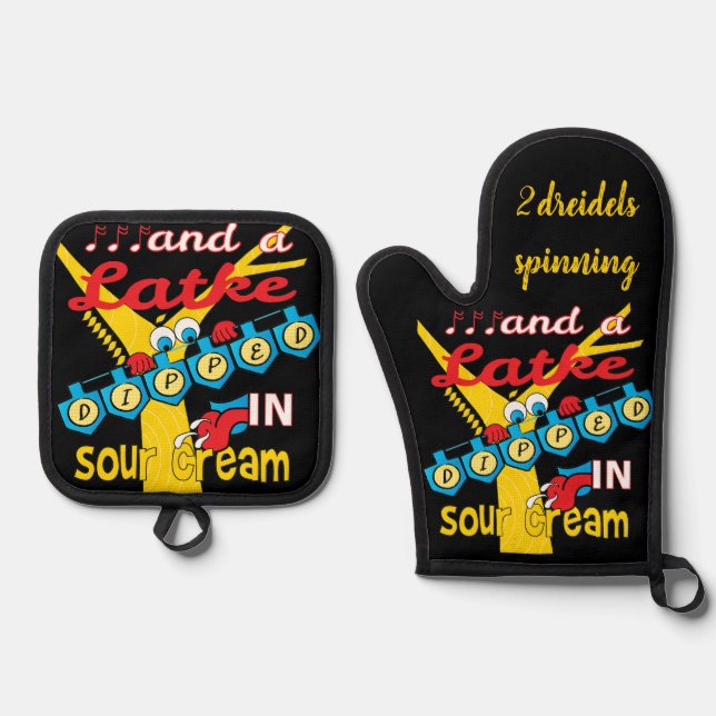 Ensemble de porte-jarretelles Hanoukka Four Mitt & (Recto)