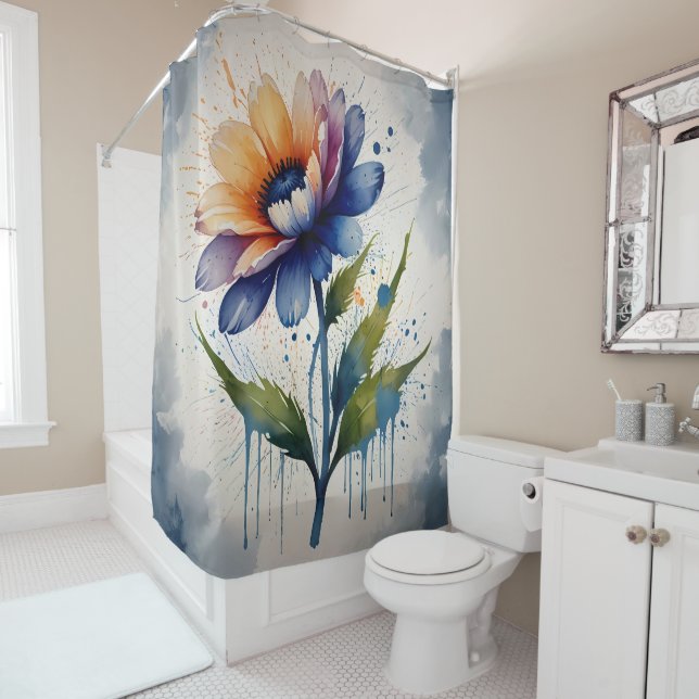 Ensemble de rideau de douche Floral Pastel (En situation)