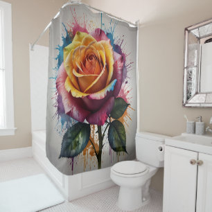 Ensemble de rideau de douche floral pastel