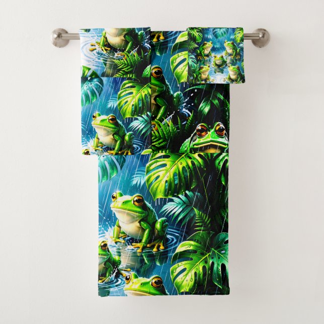 Ensemble de serviette de bain amusant pour grenoui (En situation)