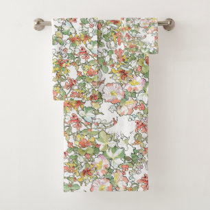 Ensemble de serviette de Bath de fleurs de rose