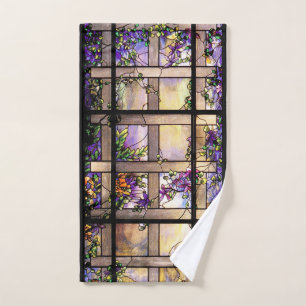 Ensemble de serviette de Bath de fleurs en verre