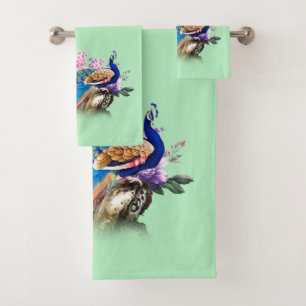 Ensemble de serviette de Bath de Peackock de bleu