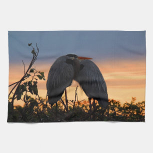 Ensemble de serviette de plat de couples de héron