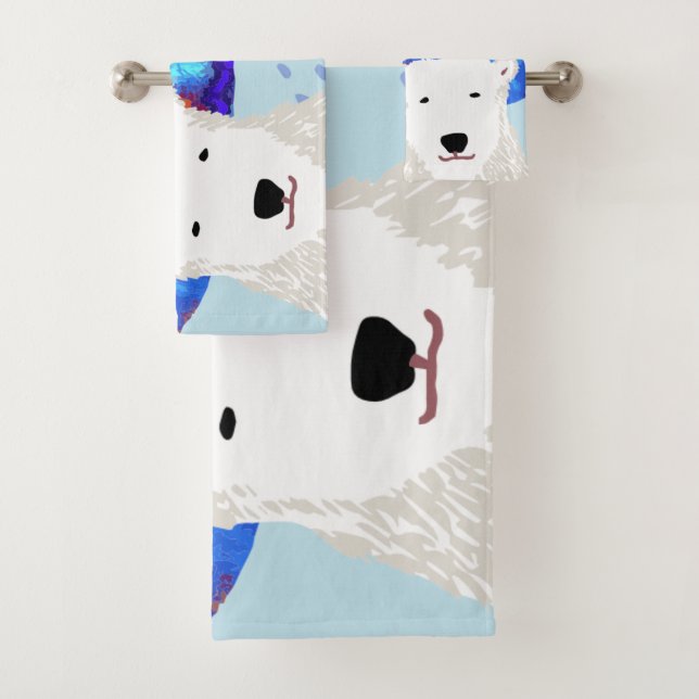 Ensemble de serviette d'ours blanc (En situation)