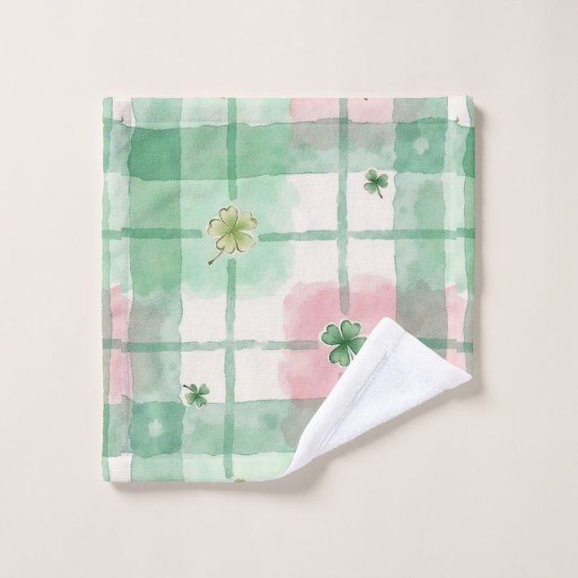 Ensemble de serviettes à carreaux en aquarelle ave (Gant de toilette)