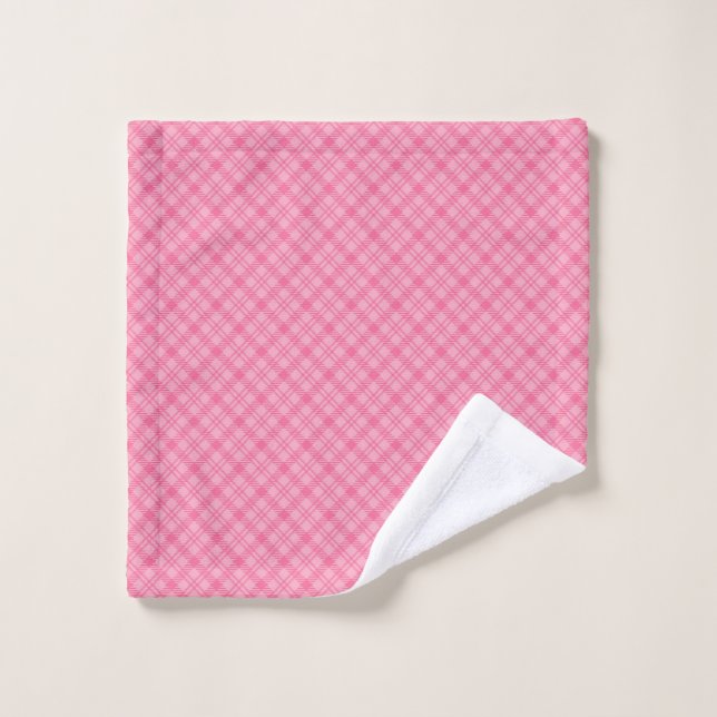 Ensemble de serviettes à carreaux roses exposé sur (Gant de toilette)