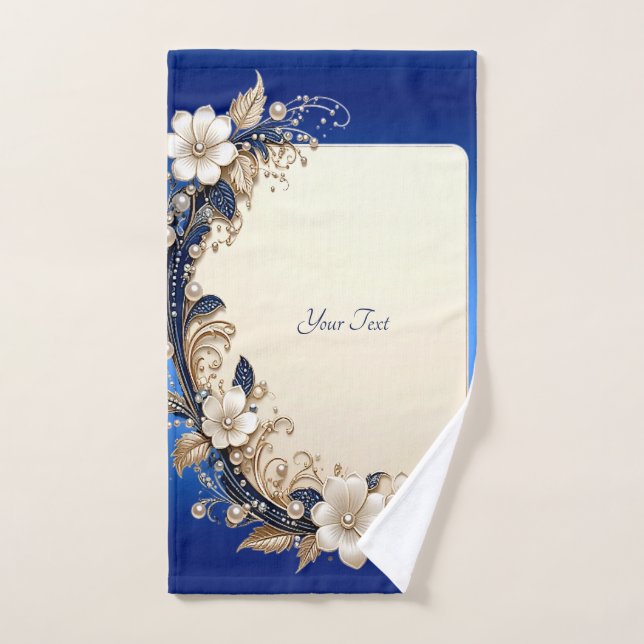 Ensemble de serviettes à embellissement floral ble (Serviette à main)