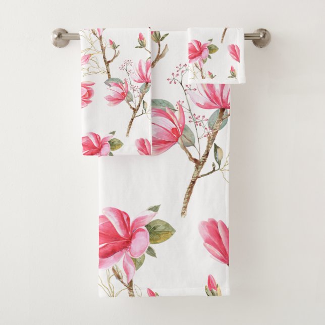 Ensemble de serviettes à fleurs roses, Jolies fleu (En situation)