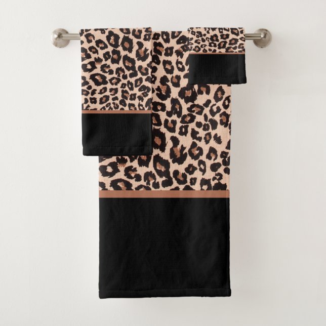 Ensemble de serviettes à imprimé léopard de luxe s (En situation)