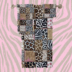 Ensemble de serviettes à motif animal africain ros