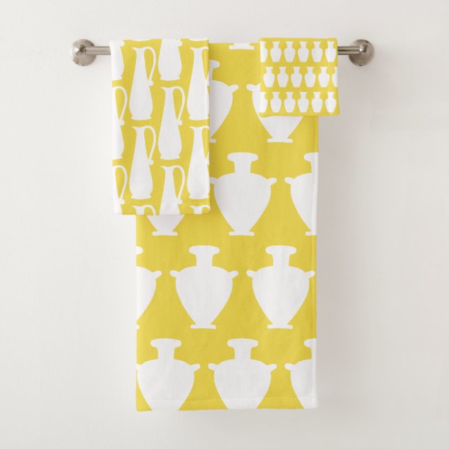 Ensemble de serviettes à motif de vases blancs de  (En situation)