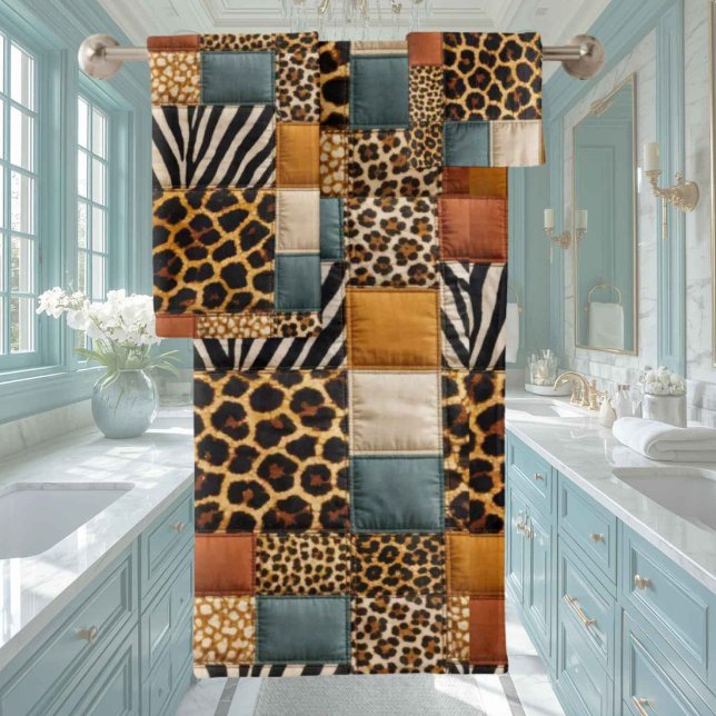 Ensemble de serviettes à motif patchwork d'animaux (Créateur téléchargé)