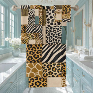Ensemble de serviettes à motif patchwork d'animaux