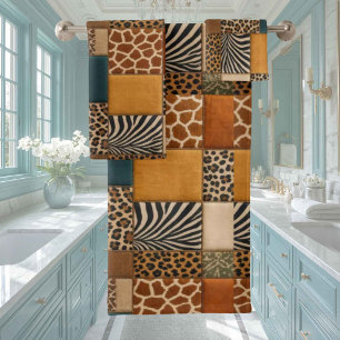 Ensemble de serviettes à motif patchwork d'animaux
