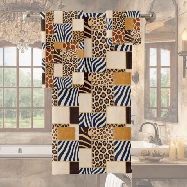 Ensemble de serviettes à motif patchwork d'animaux (Créateur téléchargé)