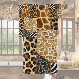 Ensemble de serviettes à motif patchwork d'animaux