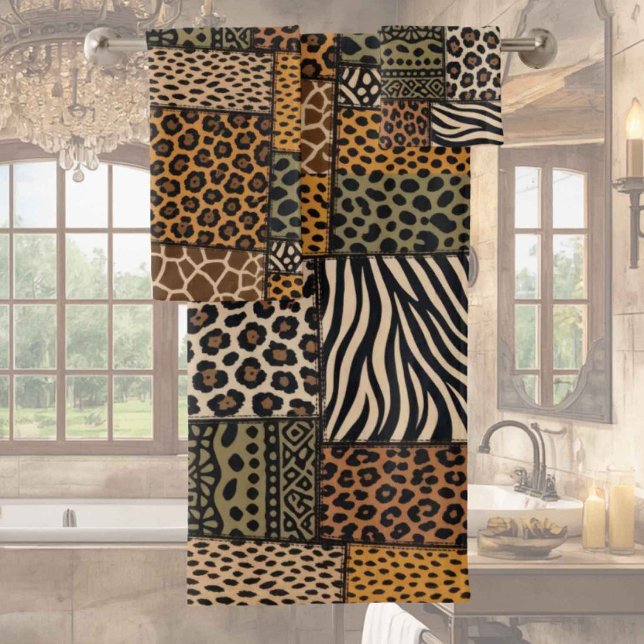 Ensemble de serviettes à motif patchwork d'animaux (Créateur téléchargé)