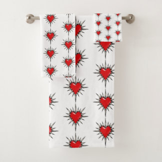 Ensemble de serviettes à sigil de cœur à pointes e