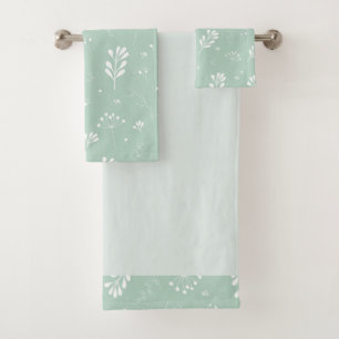 Ensemble de serviettes à thème Leaf blanc vert mer
