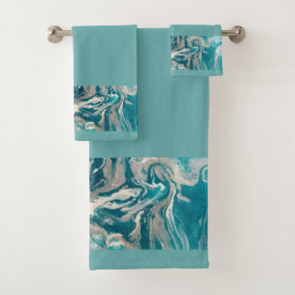 Ensemble de serviettes Abstraites turquoise