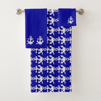 Ensemble de serviettes - Ancre de bateau blanc