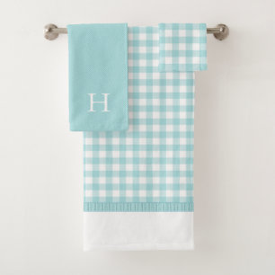 Ensemble de serviettes Aqua Blue En vichy Monogram