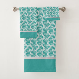 Ensemble de serviettes aqua élégant abstrait