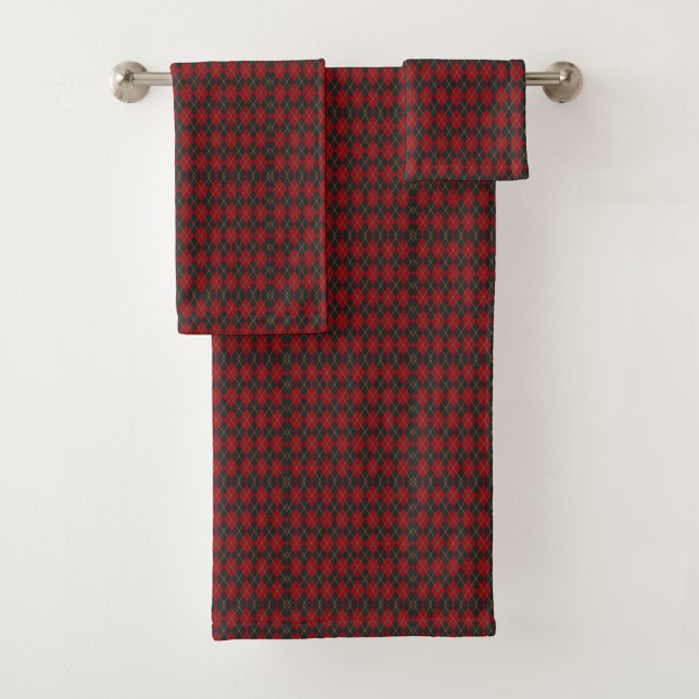 Ensemble de serviettes avec un motif carreauté rou (Créateur téléchargé)