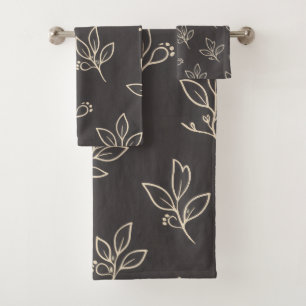 Ensemble de serviettes Black Leaf Décoration de