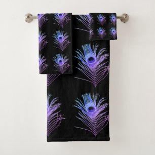 ENSEMBLE DE SERVIETTES BLEU BLEU PURPLE PEACOCK